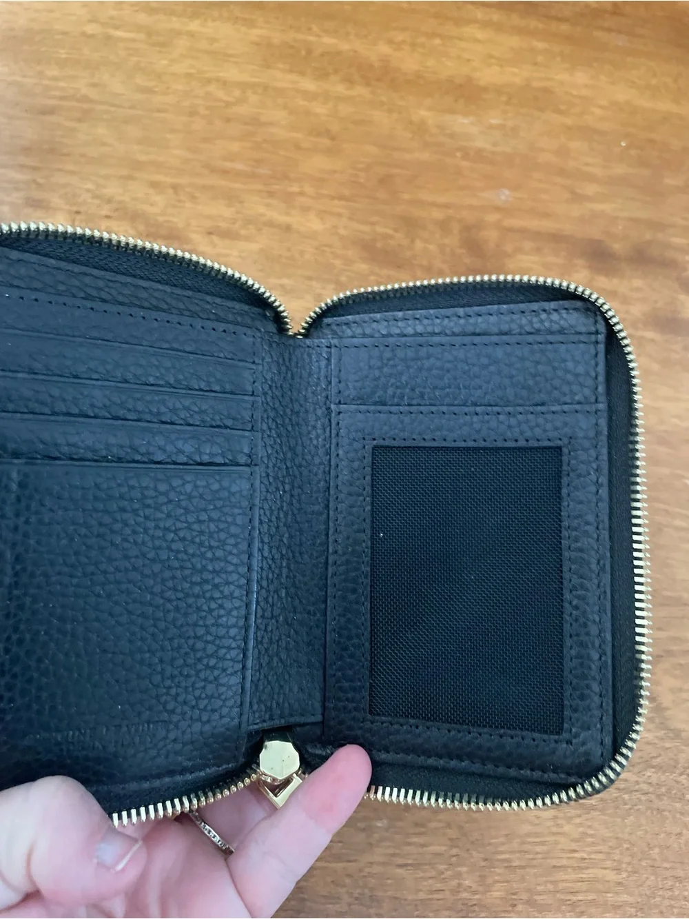 Valentina Black Pebbled Leather Double Zip Wallet